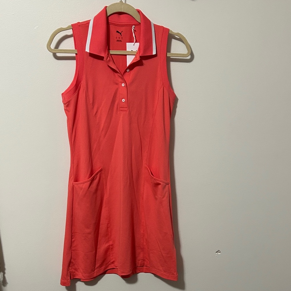 Puma Everyday Pique dress Women's Coral Sleeveless‎ Polo Dress